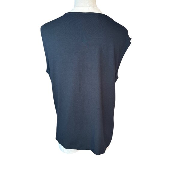 Talbots Black 8 Petite Lace-Trim V-Neck Sleeveless Top - Picture 5 of 8